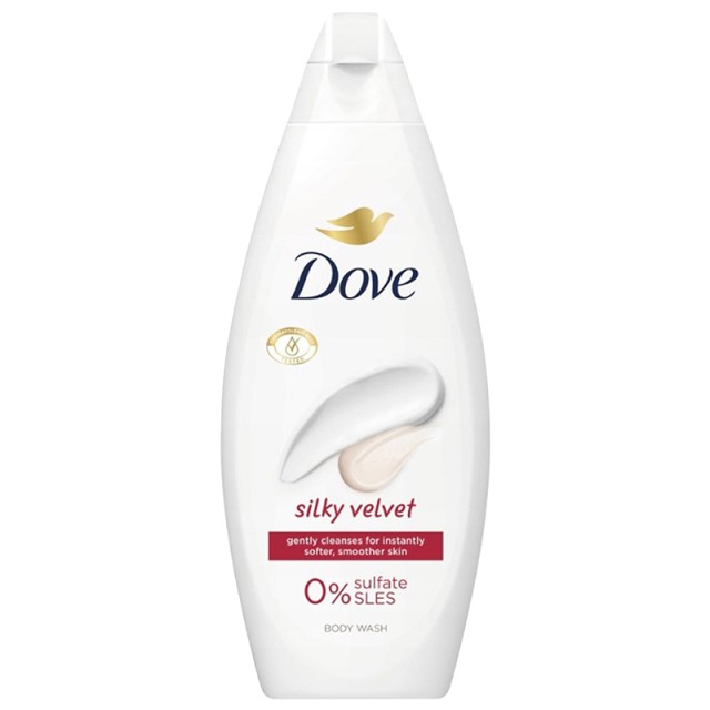 Dove Shower Gel Silky Velvet 0% Sulfate, Αφρόλουτρο Silky Velvet, Χωρίς Θειικά Άλατα, 720ml