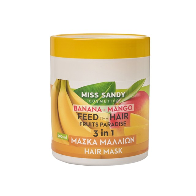 Miss Sandy Μάσκα Μαλλιών Polyplex Fruits Paradise Μπανάνα- Μάνγκο για Όλους τους Τύπους Μαλλιών, 900ml