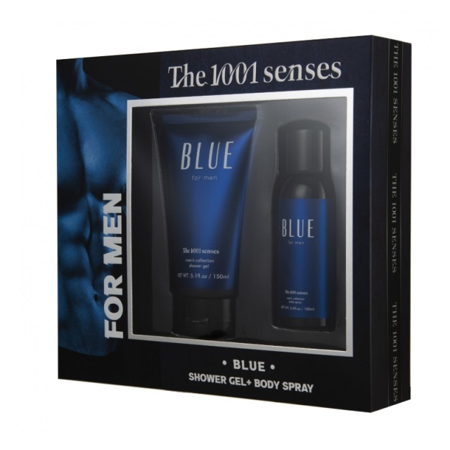 1001 Senses Gift For Him Blue Shower Gel 150ml and Body Spray 100ml