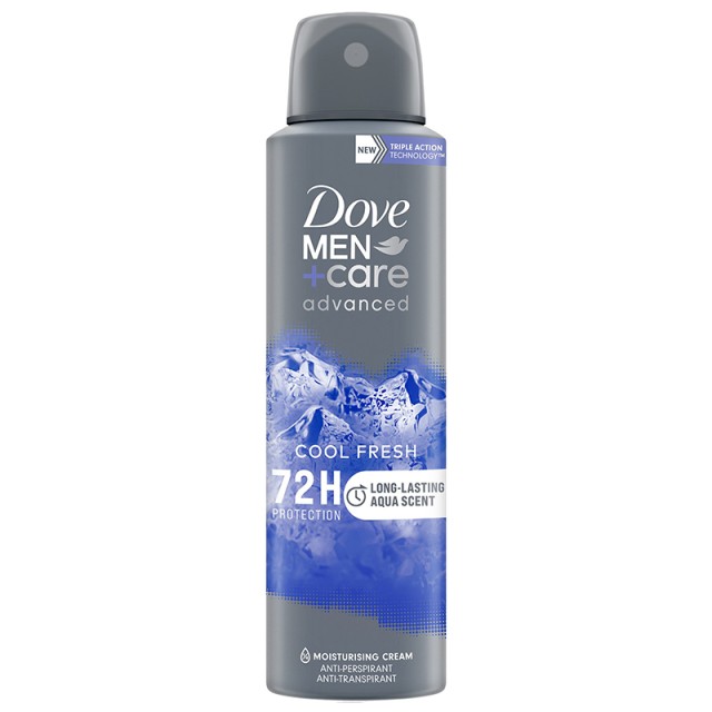 Dove Men+Care Advanced Cool Fresh Deo Spray, Προηγμένο Ανδρικό Αποσμητικό με Διακριτικό Άρωμα Φρεσκάδας Μακράς Διάρκειας, 150ml