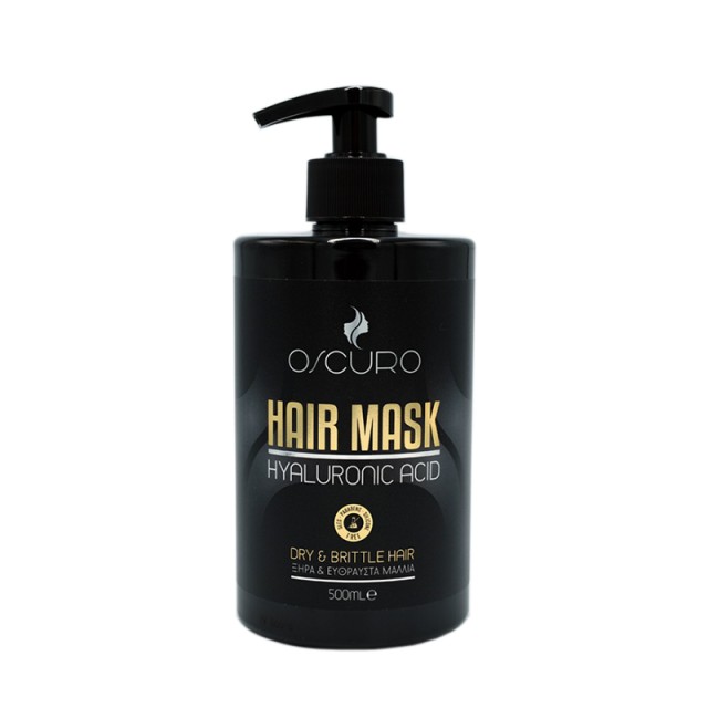 Oscuro Hair Mask Hyaluronic, Μάσκα Μαλλιών Με Υαλουρονικό Οξύ & Κερατίνη για Ξήρα, Ταλαιπωρημένα & Εύθραυστα Μαλλιά, 500ml