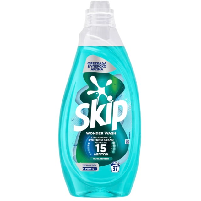 Skip Wonder Wash Ultra Refresh, Υγρό Απορρυπαντικό Πλυντηρίου Ρούχων Σύντομου Κύκλου, 1.48lt, 37 μεζούρες