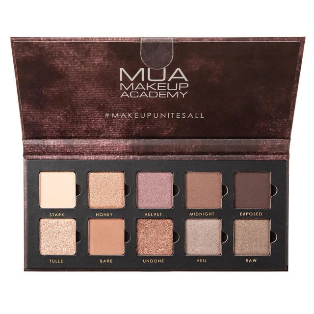 MUA 10 Shade Eye Palette Velvet Nudes, Παλέτα Σκιών, 11gr