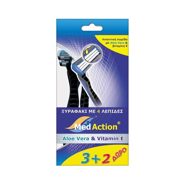 Ξυραφάκια Medaction BLUE Μπλε 3+2δώρο 4λέπιδα