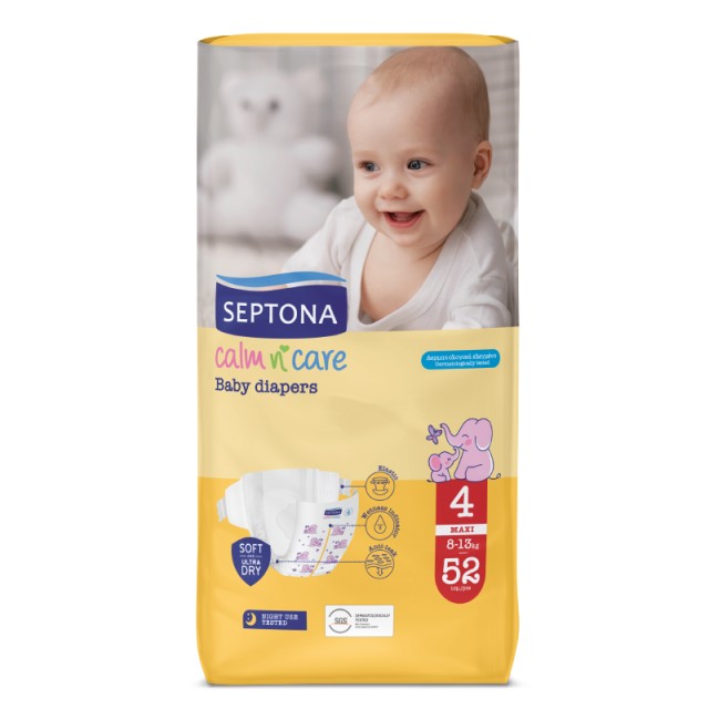 Septona Calm N' Care Πάνες Maxi No 4 (8-13Kg) 52τμχ