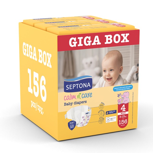 Septona Calm N Care Πάνες Maxi No 4 (8-13Kg) 156τμχ (3x52τμχ) GIGA BOX