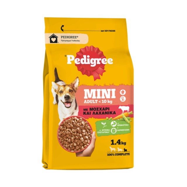 Pedigree Adult Dry Mini Beef & Vegetables, Ξηρά Τροφή Mini με Μοσχάρι & Λαχανικά, 1.4kg