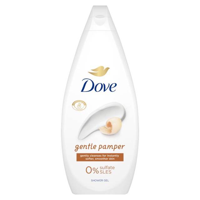 Dove Sower Gel Gentle Pamper, Αφρόλουτρο Gentle Pamper, Χωρίς Θειικά Άλατα, 720ml