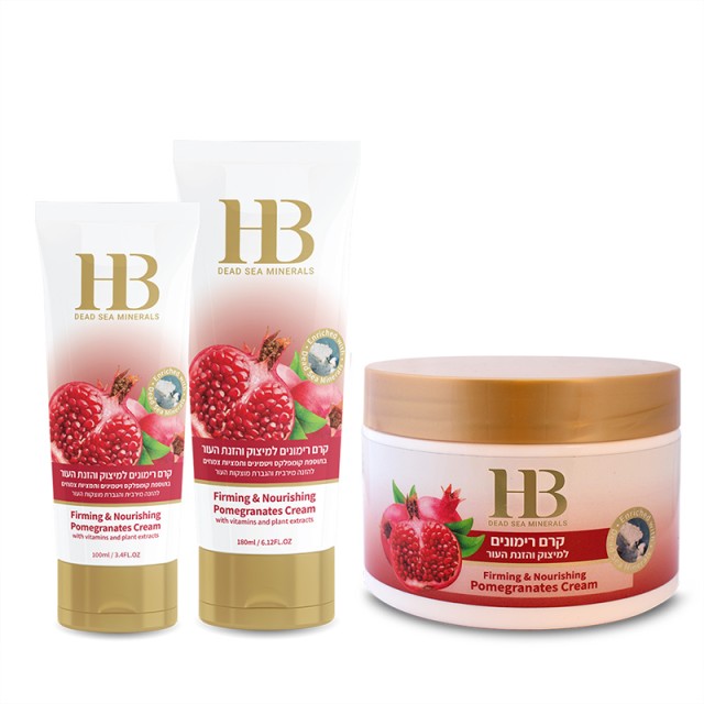 H.B. Firming & Nourishing Pomegranates Cream, Kρέμα Σώματος για Σύσφιξη & Θρέψη με Ρόδι βιταμίνες B5, C, E &ι K, Λιπαρά Οξέα, Ωμέγα 3, 6 & 9, Λάδι Αργκάν, Πράσινο Τσάι, Ελαιόλαδο, Μέλι & Μεταλλικά στοιχεία της Νεκράς Θάλασσας, 350ml