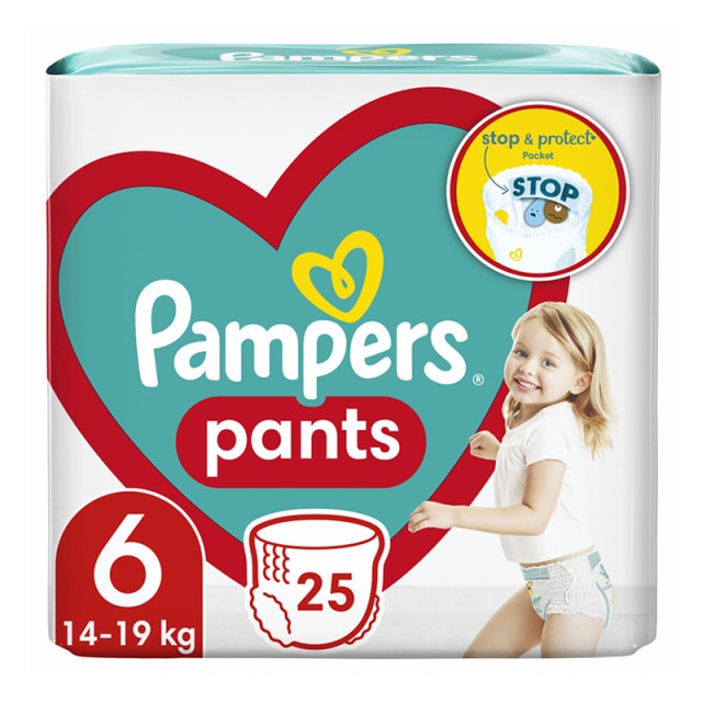 Pampers Pants Πάνα-βρακάκι Μέγεθος 6 (14kg - 19kg) - 25 Πάνες-βρακάκι