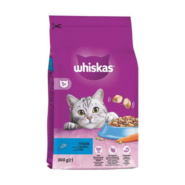 Whiskas Adult, Πλήρης Ξηρά Τροφή για Γάτες Κροκέτες με Τόνο, 300gr