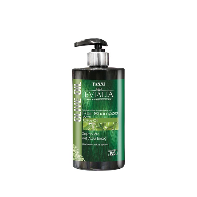 Evialia Olive Oil & Keratin Shampoo, Σαμπουάν με λάδι Ελιάς, Κερατίνη & Προβιταμίνη Β5 για Ολική Αναδόμηση της Τρίχας, 500ml